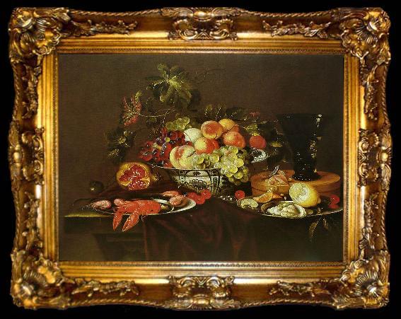 framed  Joris van Son Crustaces, huitre et coupe de fruits avec un verre, ta009-2